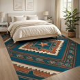 thumbnail image 3 of ODIKA 8'x10' Washable Area Rug Non-Slip Chair-Friendly Mat Farmhouse Boho Southwestern Round Runway Themed Hooks Cowboy Refined Structured for Dining Room, Large Office, Lounge, 3 of 7