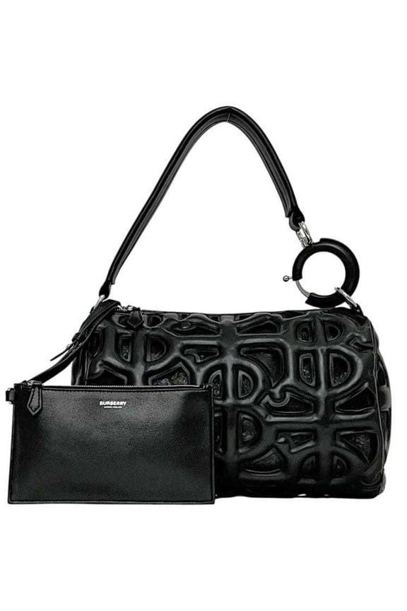 Pre-Owned Burberry Ronbi Bag f-24660 Black TB Monogram Leather ITDGSRL37FIR BURBERRY... (Good)