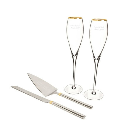 personalized gold champagne flutes