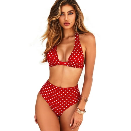 - Women's Sexy Two Piece Padded Push Up Bikini Swimsuits Bathing Suits Swimwear High Waist Halter