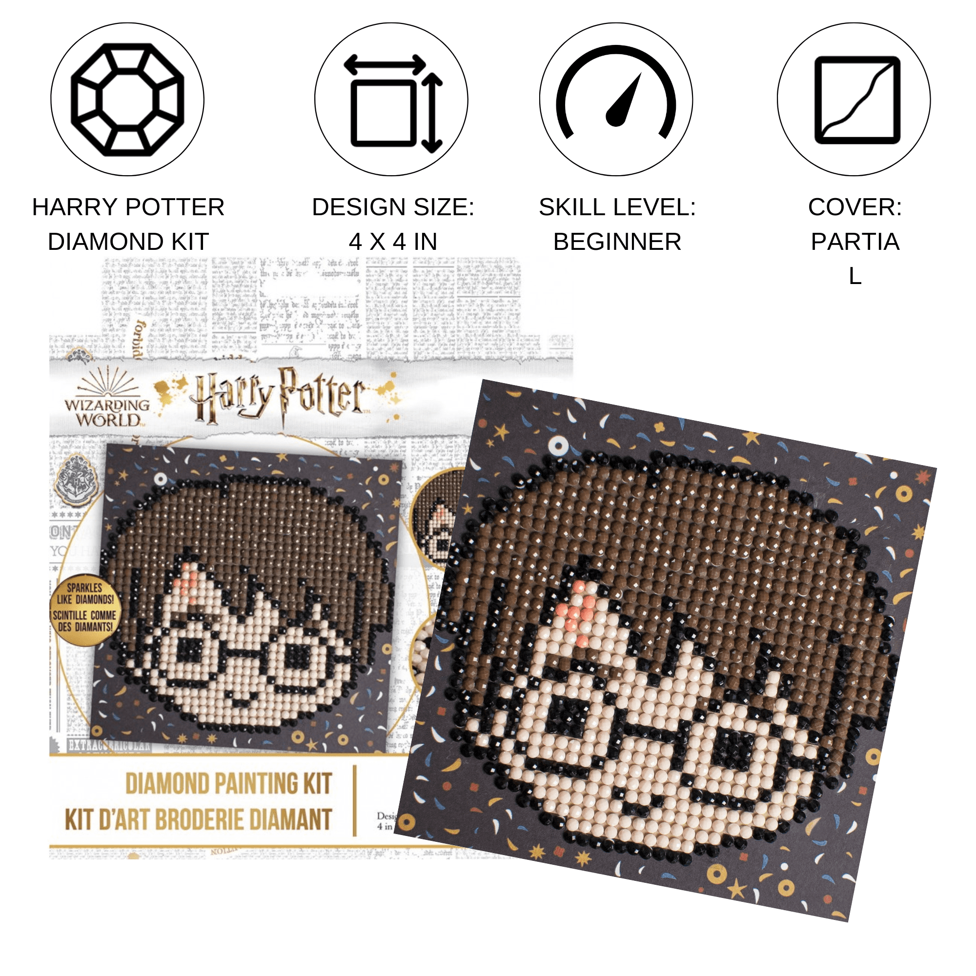 Diamond Dotz Harry Potter Hogwarts Diamond Painting Kits for Adults - Diamond Art Kits a Relaxing Creative Craft Kit with Dotz Gems 3.5" x 3.5"