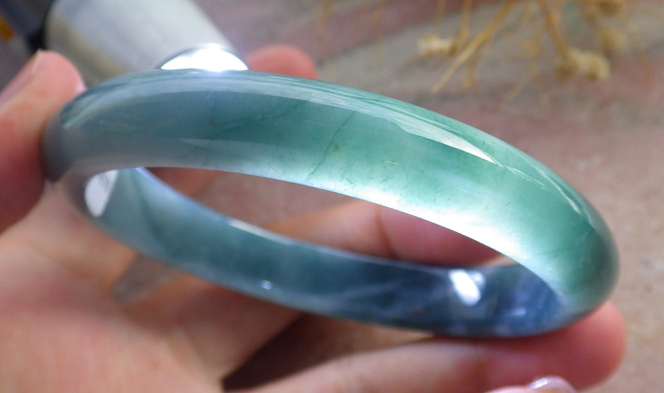 Icy Green Natural A JADE Jadeite Bangle Bracelet 60 mm 683511 TN