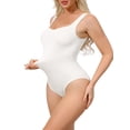 thumbnail image 4 of INSPIRE CHIC Ribbed Shapewear Bodysuits for Women Square Neck Tank Tops Thong Sleeveless Bodyshaper XXL White, 4 of 5