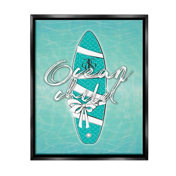 Stupell Industries Ocean Child Surfboard Beauty & Fashion Painting Black Floater Framed Canvas Art Print Wall Art, 17 x 21
