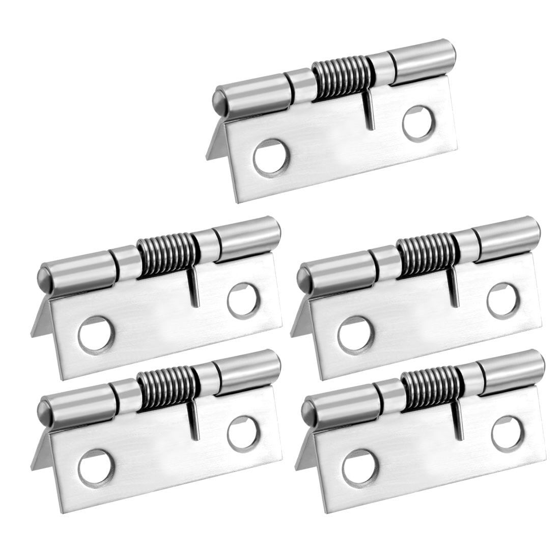 Unique Bargains Self Closing Spring Hinge 1.5" Stainless Steel Brushed Hardware