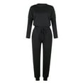 thumbnail image 3 of MSJUHEG sweatsuits women 2 piece outfit,womens loungewear set,track suits for women set,O-neck Pullover Bandage Pants Sweatsuits,petite lounge sets for women,jogger sets for women 2 piece Black L, 3 of 6
