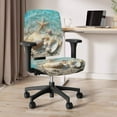 thumbnail image 5 of HELLHERO Beach Seashell Print Office Chair Cover, Starfish Print Elastic Fit Desk Computer Chair Slipcover, Removable Office Chairs Seat and Back Cover Set, Blue, 5 of 7