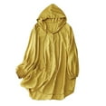 thumbnail image 2 of GigrtiJin Women's Linen Hoodie Casual Long Sleeve Blouse V Neck Button down Shirts Solid Color Drawstring Casual Top, 2 of 5