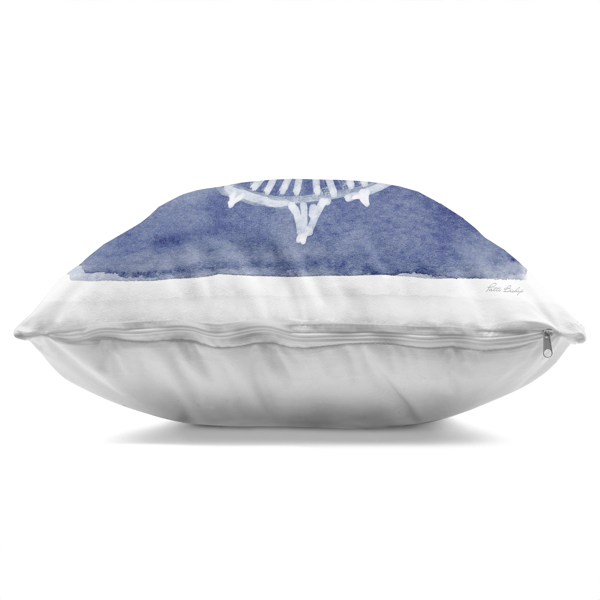 Stupell Industries White Blow Fish on Indigo Decorative Printed Throw Pillow, design by Patti Bishop, 18 x 7 x 18