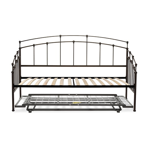 Fenton Complete Metal Daybed With Euro Top Spring Support Frame And Pop Up Trundle Bed Black Walnut Finish Twin Com Fenton Complete Metal Daybed With Euro, Trundle Bed Pop Up