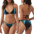 thumbnail image 3 of KLL Open-Mouthed Shark Print Bikini Set for Women,String Two Piece Halter Top Triangle Bikini Set with Tie Side Bottom Sexy Swimsuit Bathing Suits, 3 of 5