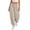 Khaki, variant on Womens Baggy Wide Leg Pants Casual Elastic Waisted Palazzo Harem Pants with Pockets Wine,L