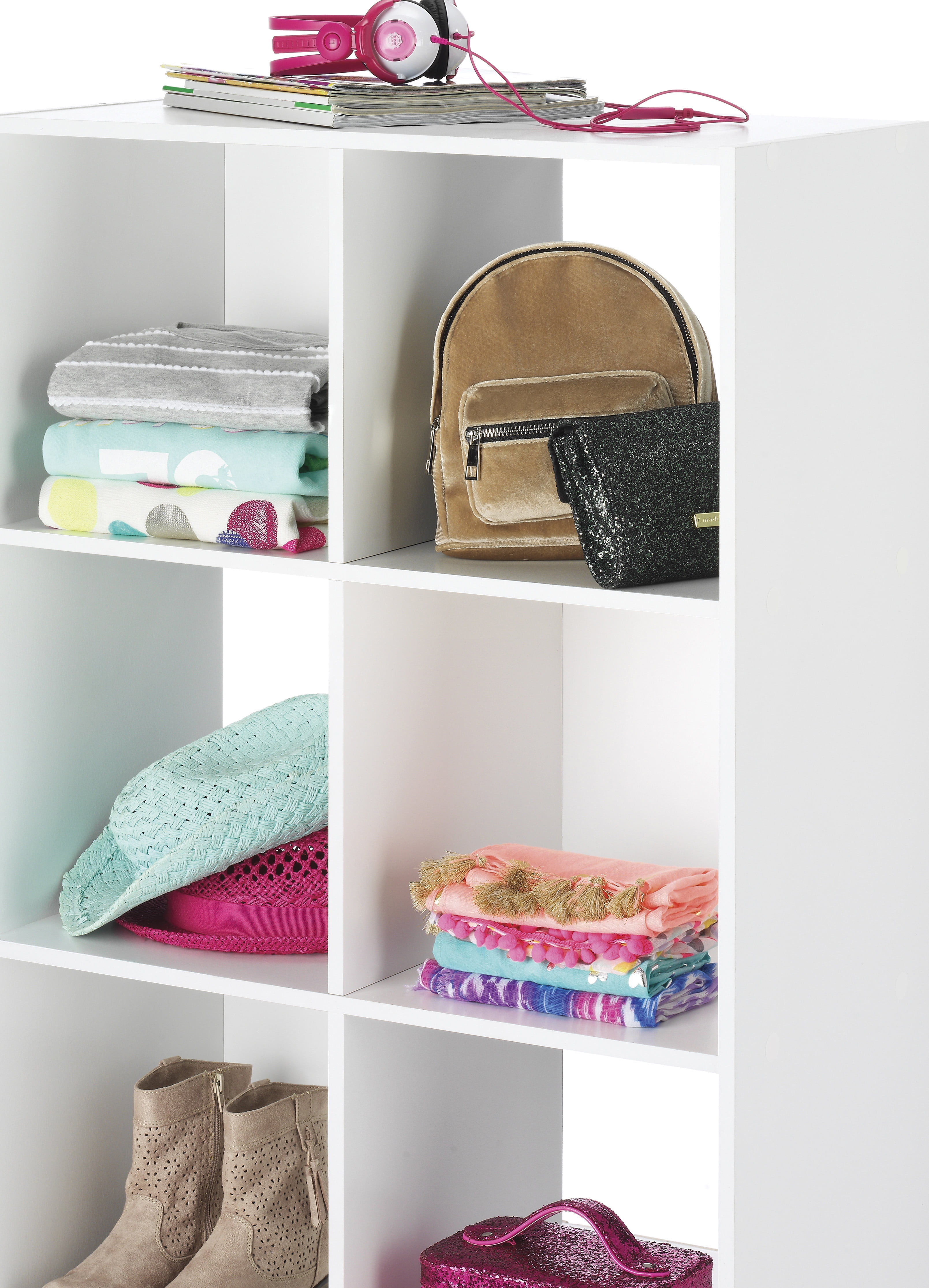Whitmor 3 Shelf Cube Bookcase Organizer - 6 Section - White - Adult Use