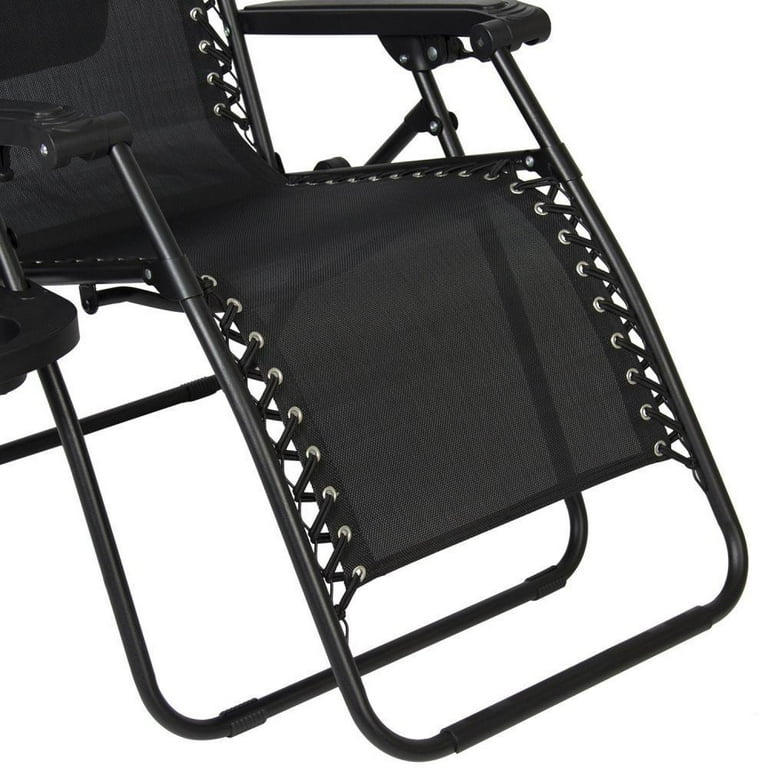 2 PCS Zero Gravity Chair Lounge Patio Chairs with canopy Cup Holder HO74