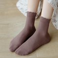 thumbnail image 5 of Women Cute Ruffle Frilly Turn Cuff Ankle Socks Scalloped Pointelle Solid Casual Crew Socks 4 Pairs, 5 of 7