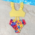 thumbnail image 4 of lnmuld Girls Two Piece Swimsuits UPF 50 Sun Protective Rash Guard and Swim Shorts for Beach Pool Water Activities Color:Yellow,Size:5-6 Years, 4 of 7