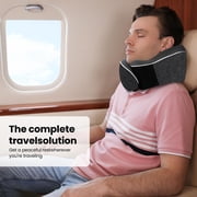Travel Pillow, Best Memory Foam Neck Pillow Head Support Soft Pillow for Sleeping Rest, Airplane Car & Home Use (1Black)