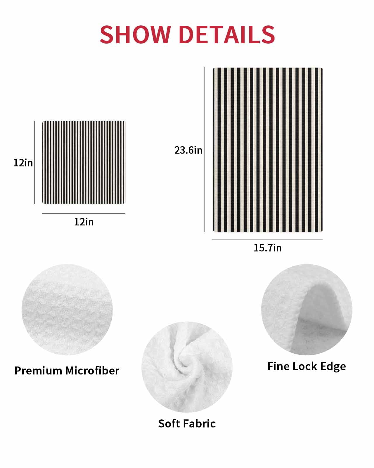 Black Striped Hand Towels Set, Waffle Weave Kitchen Towels 3 Pieces, Modern Simple Farmhouse Beige Vintage Microfiber Hair Face Bath Tea Towel Absorbent Quick Drying Cleaning Dish Cloths 15.7"x23.6"