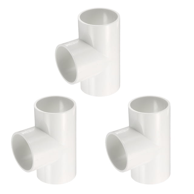 Uxcell 3Pcs 1.5" Tee 3 Vías Conectores de Tubo, Accesorios de Esquina para Estructura de Soporte de Estante, Blanco