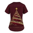 thumbnail image 3 of Feancey Women's Scrub Tops with Pockets Stretchy V Neck Christmas Tree Printed Nursing Shirts Holiday Casual Short Sleeve Tunic Blouse Ladies Workwear Back to College Sale Multicolor#8 S, 3 of 3