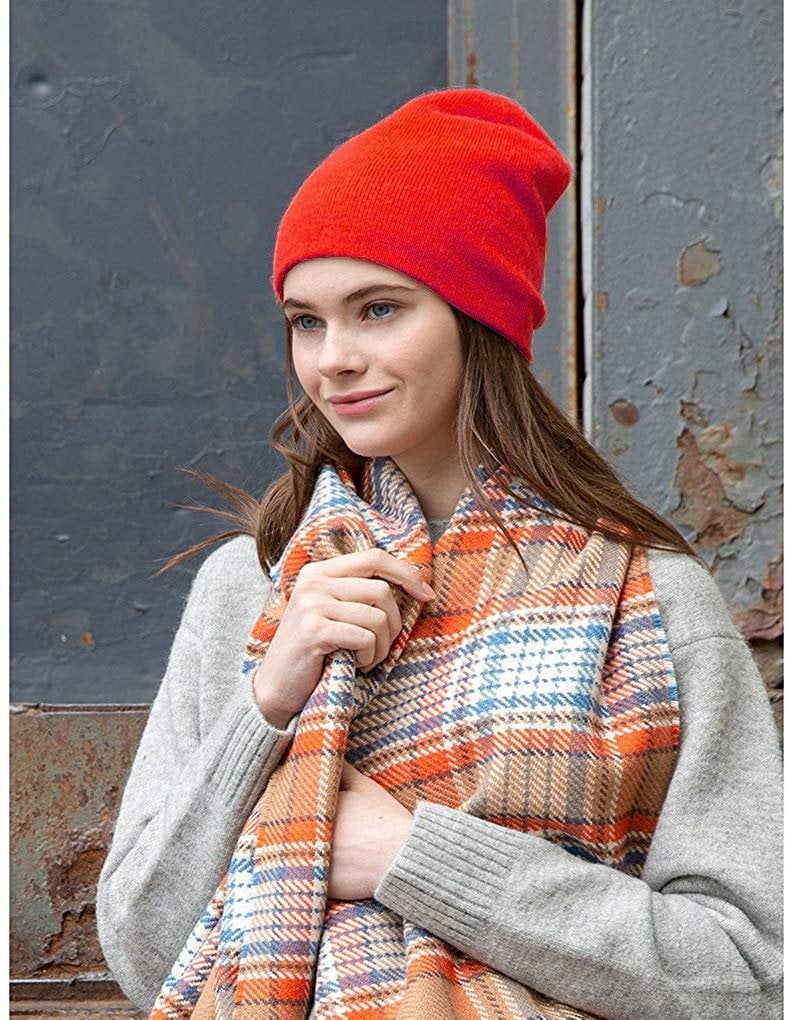 Women, Cable Knit Hat, with Lapel Red 