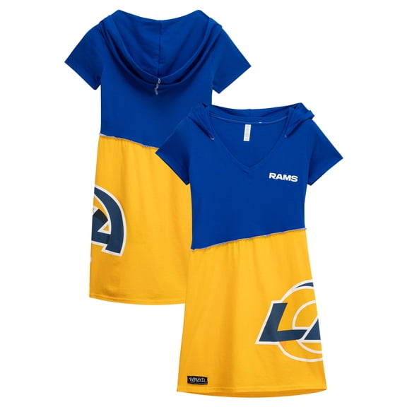Women's Refried Apparel Royal/Gold Los Angeles Rams Sustainable Hooded Mini Dress