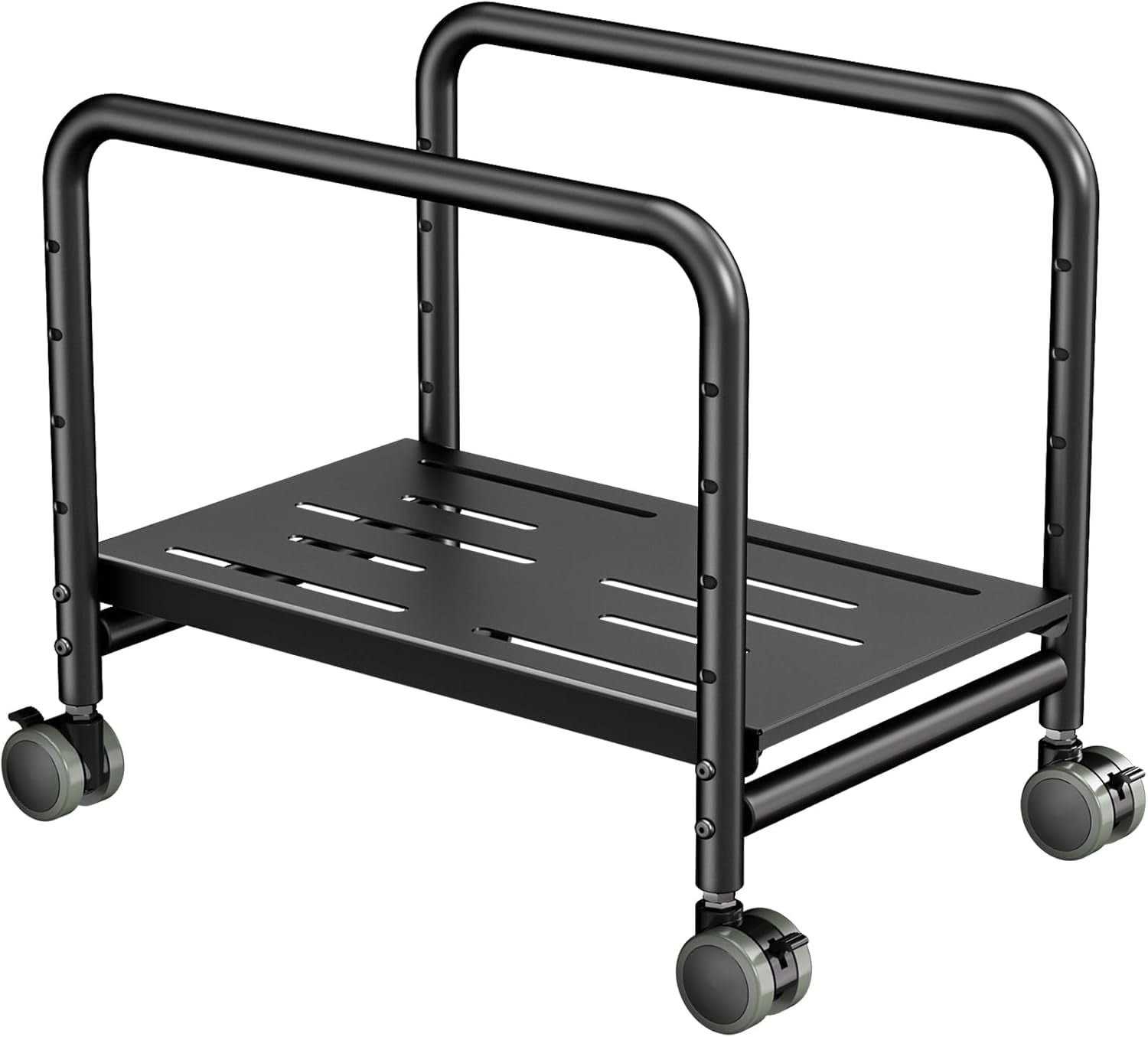 Computer Tower Stand Under Desk - Height Adjustable PC Stand for Most Mid-Tower, Rolling CPU Holder with 360° Locking Wheels, Max Load 66 lbs, Black
