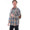 thumbnail image 3 of Scully 5292-BLU XXL Elbow Patch Flannel Plaid Shirt for Mens, Blue - 2XL, 3 of 3