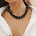 thumbnail image 2 of NICKSUN Bold Chunky Round Acrylic Beaded Choker Necklace for Women, Statement Solid Color Ball Collarbone Necklace, Adjustable Big Bead Collar Necklace (Red & Black Optional), 2 of 5