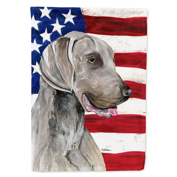 Carolines Treasures SC9021CHF USA American Flag with Weimaraner Flag Canvas, Large, Multicolor