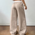 thumbnail image 4 of longantii Wide Leg Sweatpants Women High Waisted Baggy Pants Drawstring Elastic Waist Athletic Joggers Baggy Sweatpant with Pockets Khaki L, 4 of 5
