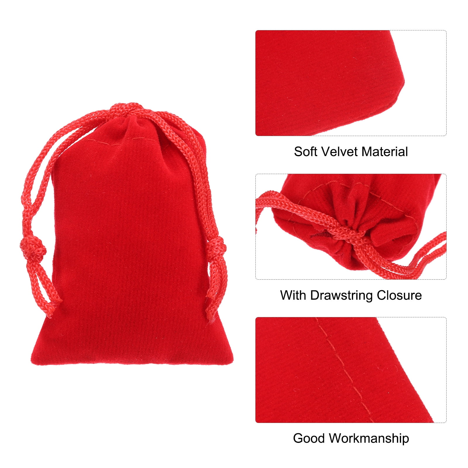 Unique Bargains Velvet Gift Bags Jewelry Drawstring Pouches for Wedding Favor 2"x2.8" Red