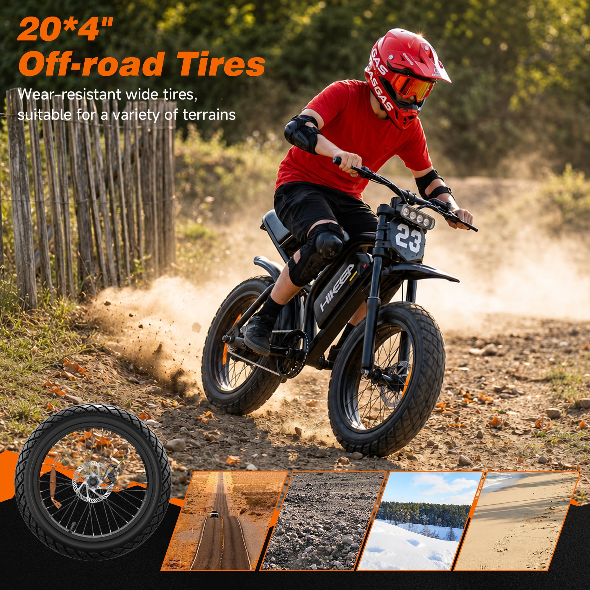 20" Fat Tire Electric Bike for Adults, 1500W Peak Dirt Ebike, 48V 17.5Ah Battery, Electric Mountain Bike for Men, UL2849