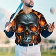 thumbnail image 5 of Zufioo Flame Metal Skull Print Men's Baseball Short Sleeve, Moisture Wicking Button-Down Hip Hop Tee-3X-Large, 5 of 7