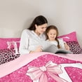 thumbnail image 4 of Manfei Cute Letter T Queen Comforter Set,Classic Leopard Pattern Comforter Sets Queen,Pink,Pink Reversible,3pcs,1 Comforter and 2 Pillowcases, 4 of 7
