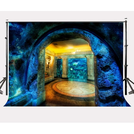 Image of ABPHOTO Polyester 7x5ft Beautiful Aquarium Backdrop Shark Reef Photography Background