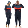 thumbnail image 2 of Notus Unisex Adult 0nesie One Piece Pajama Romper Hooded Zip Sleepwear Jumpsuit for Men and Women Dark Navy Orange XL, 2 of 6