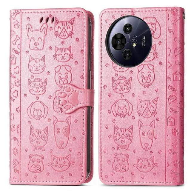 Flip Case for FOXDOCK TCL 50 Pro NxtPaper ,Catand Dog Embossed PU Leather Flip Cover with Card Slots,Stand