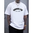 thumbnail image 1 of BROOKLYN Print Men's New Round Crew Neck Short Sleeve Tee, Fashion T-Shirt, Comfy Breathable Casual Sports Top For Spring Summer Holiday Leisure Vacation, 1 of 6