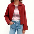 thumbnail image 3 of DAFPZW Womens Cropped Jacket Contrast Collar Coat Cargo Jacket Barn Jacket Outwear Solid Button Down Coat with Pockets, 3 of 9