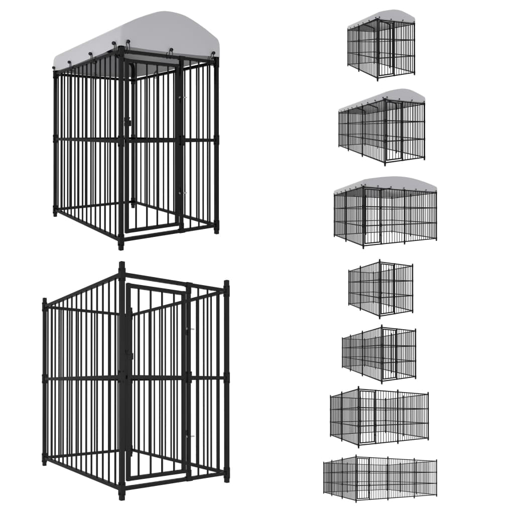 vidaXL Outdoor Dog Kennel with Roof 177.2"x59.1"x82.7"