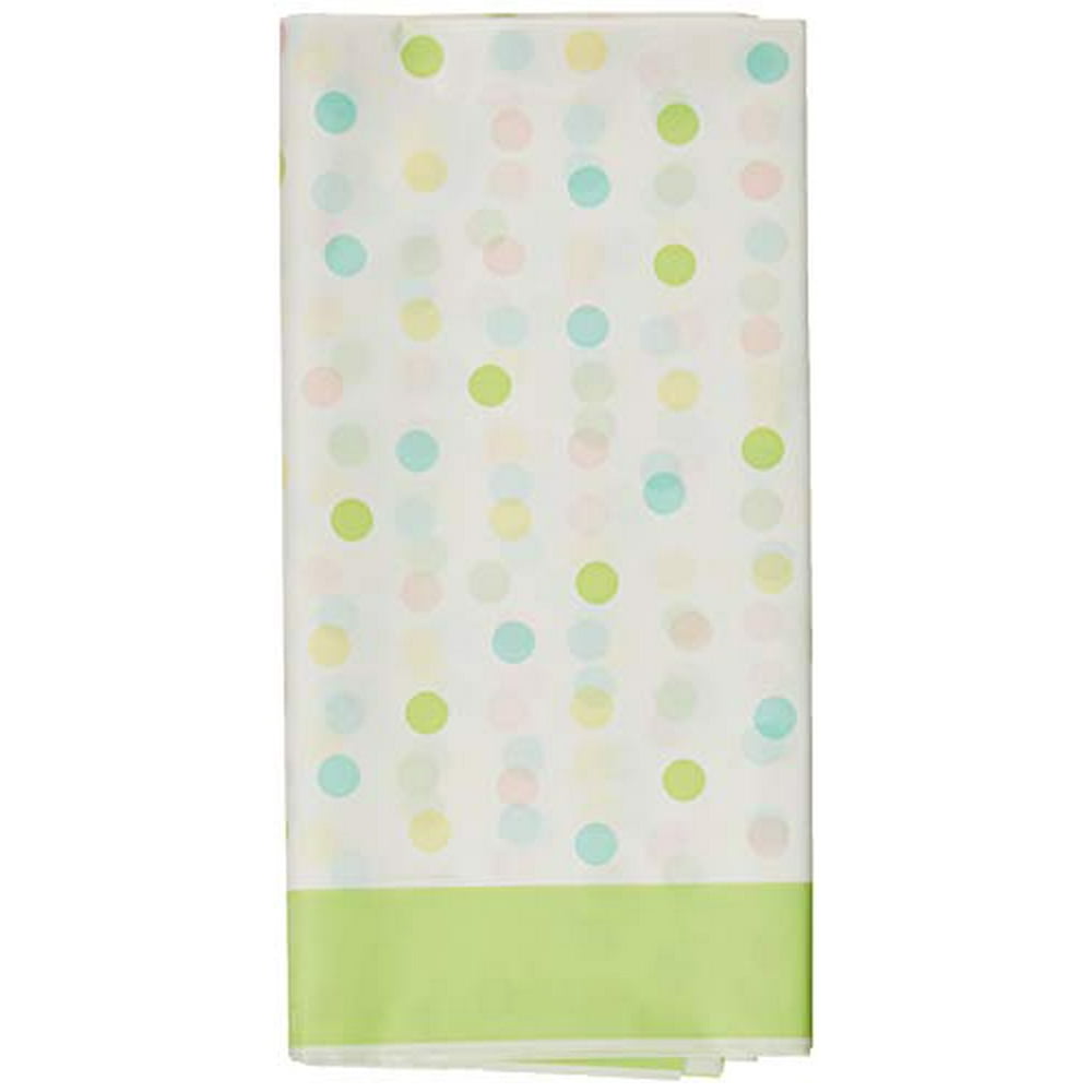 Creative Converting Pastel Polka Dot Plastic Tablecloth, 54" x 102