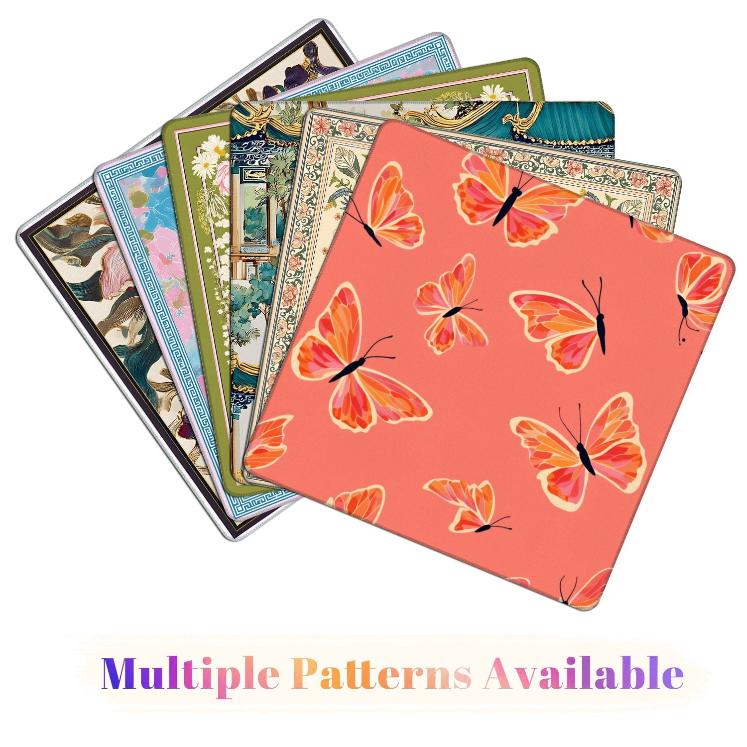 Mahjong Mat 31.5" x 31.5" Seamless butterflies coral color design butterfly Non-Slip Noise Reduction American Mahjong Tiles Table Cover for Dominoes Poker Card Board Games Gift