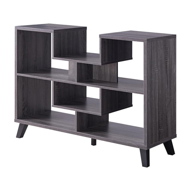 Furniture of America Nova Wood 6-Shelf Display Console Table in Distressed Gray