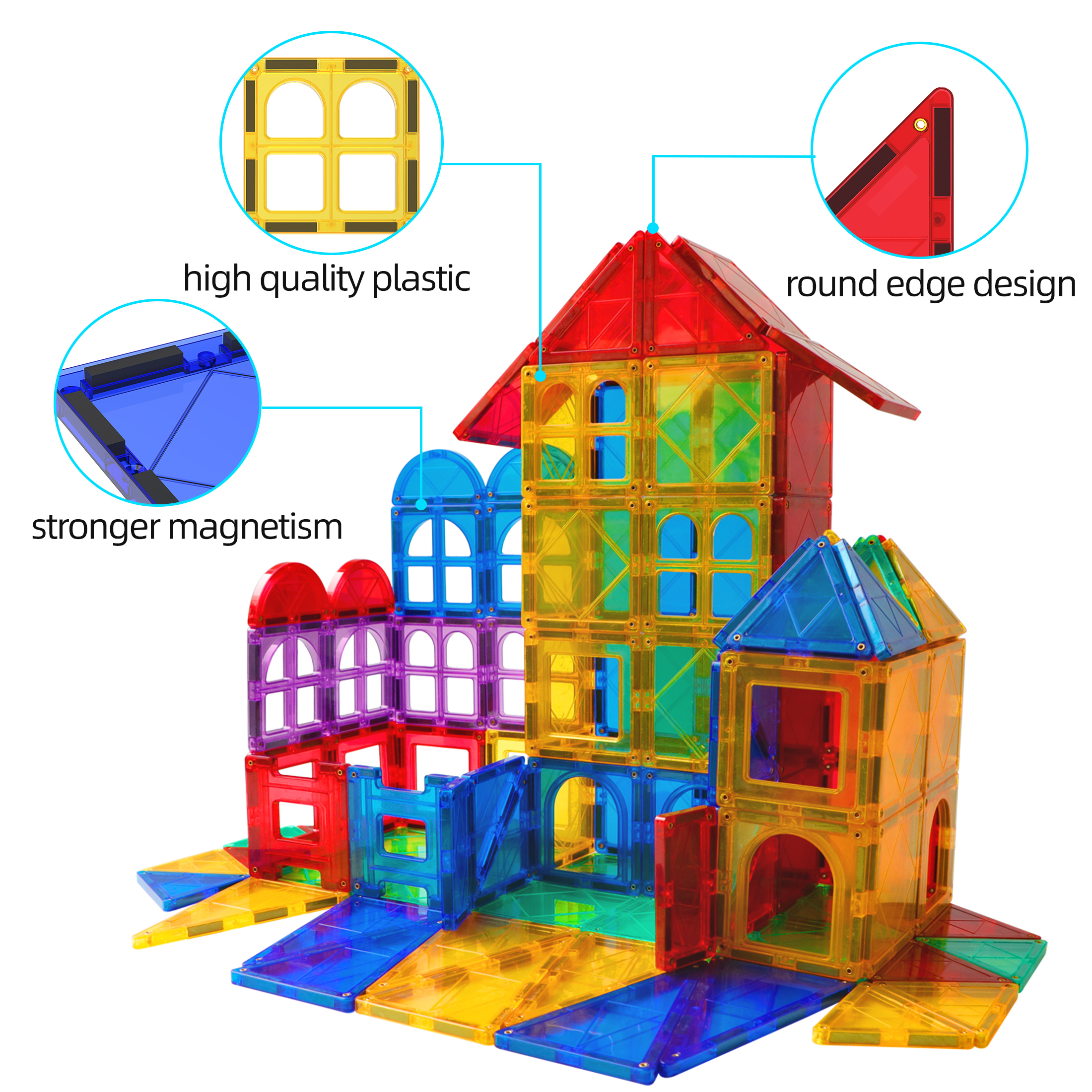 Magblock 100-Piece Magnetic Tiles Building Set photo 5