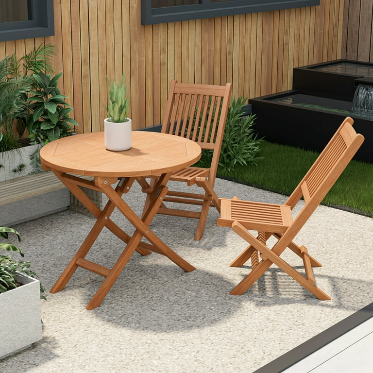Costway 31.5'' Round Teak Wood Folding Patio Dining Table Costway 31.5'' Round Teak Wood Folding Patio Dining Table