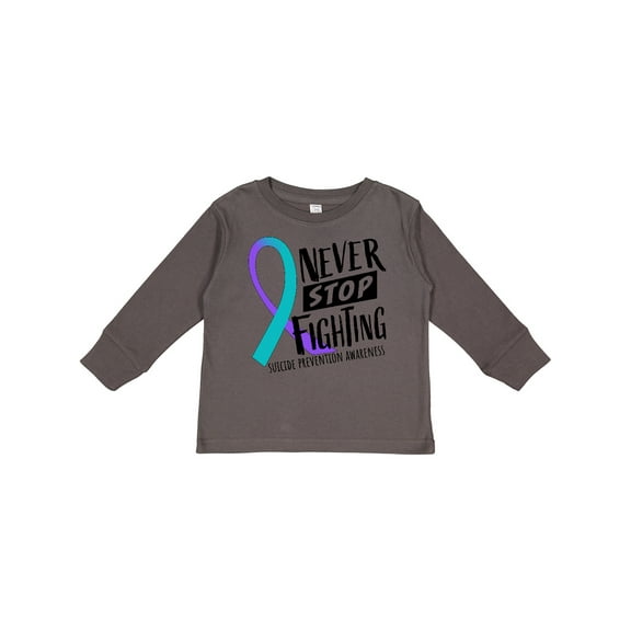 Inktastic Never Stop Fighting Suicide Prevention Awareness Ribbon Boys or Girls Long Sleeve Toddler T-Shirt