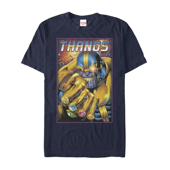 Men's Marvel Thanos Galactic Mad Titan  Graphic Tee Navy Blue 2X Large