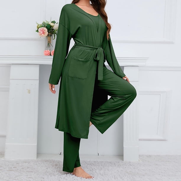 Puntoco Moda Mujer Sólido V-Cuello Alta Cintura Casual Manga Larga top+Pantalón Conjunto Liquidación Puntoco Puntoco-3205