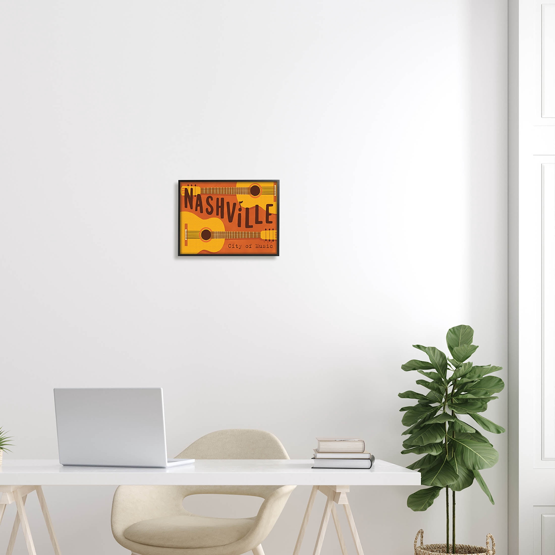 Nashville City of Music Guitars Performing & Arts Graphic Art Black Framed Art Print Wall Art